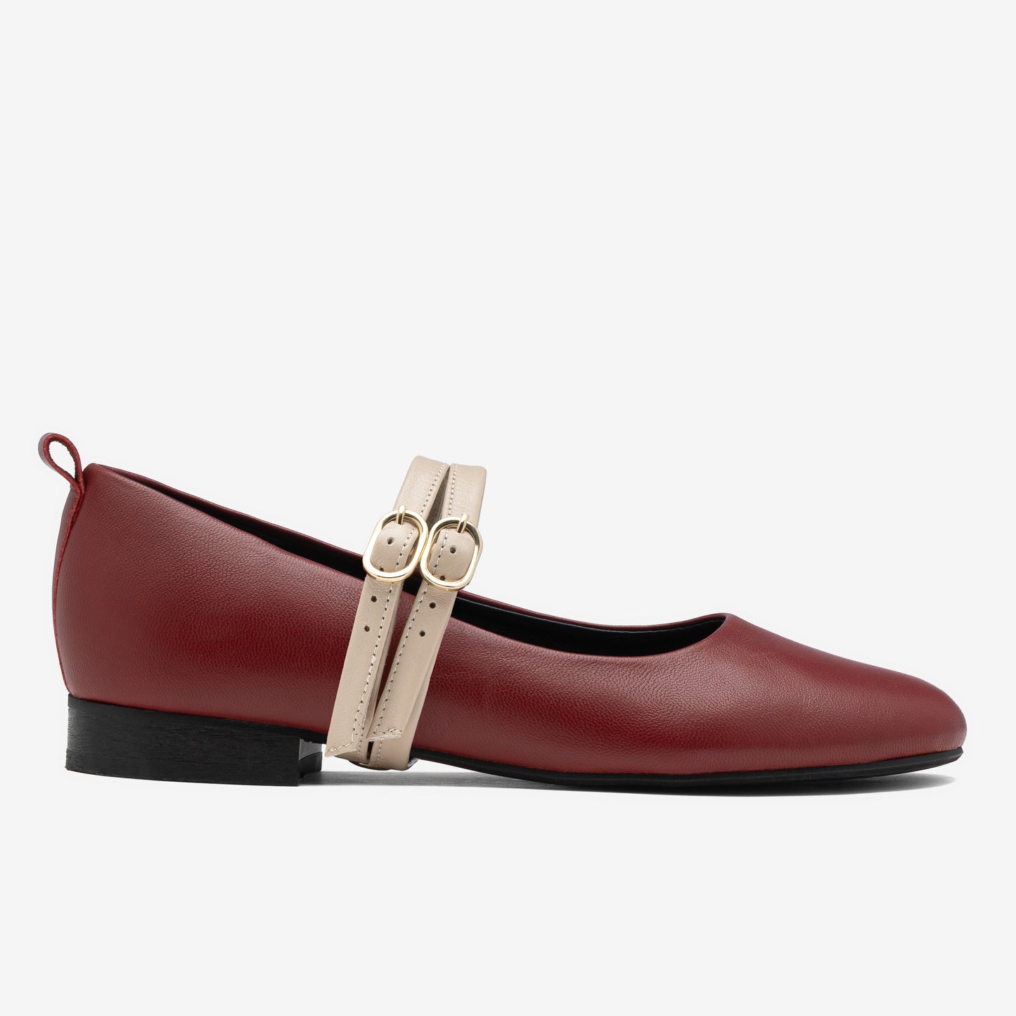 Bordowa Sendi z kremowym podwójnym paskiem