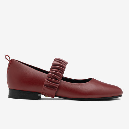 Bordowa Sendi z bordowym marszczonym paskiem