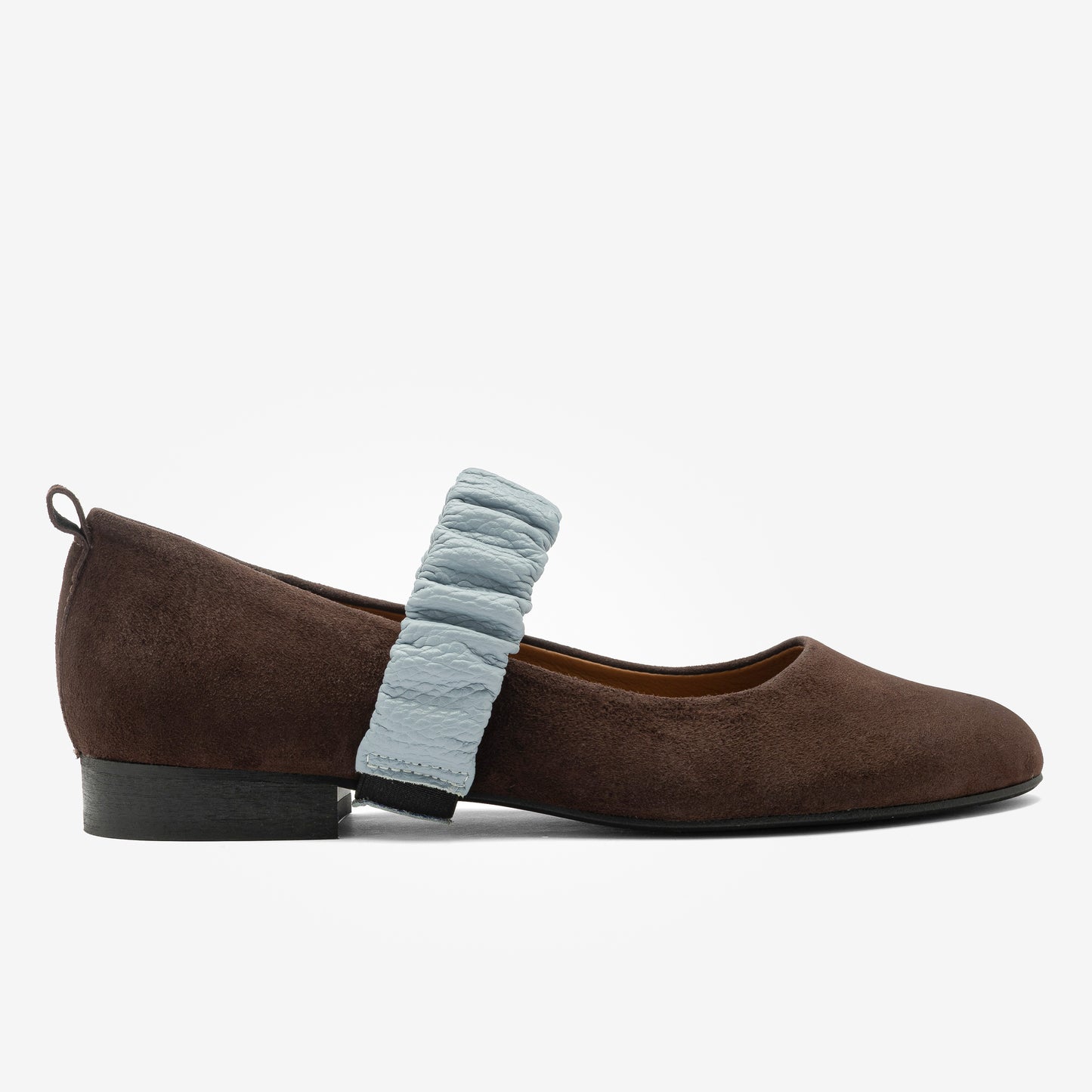 Ballerina dark chocolate plus blue ruched strap